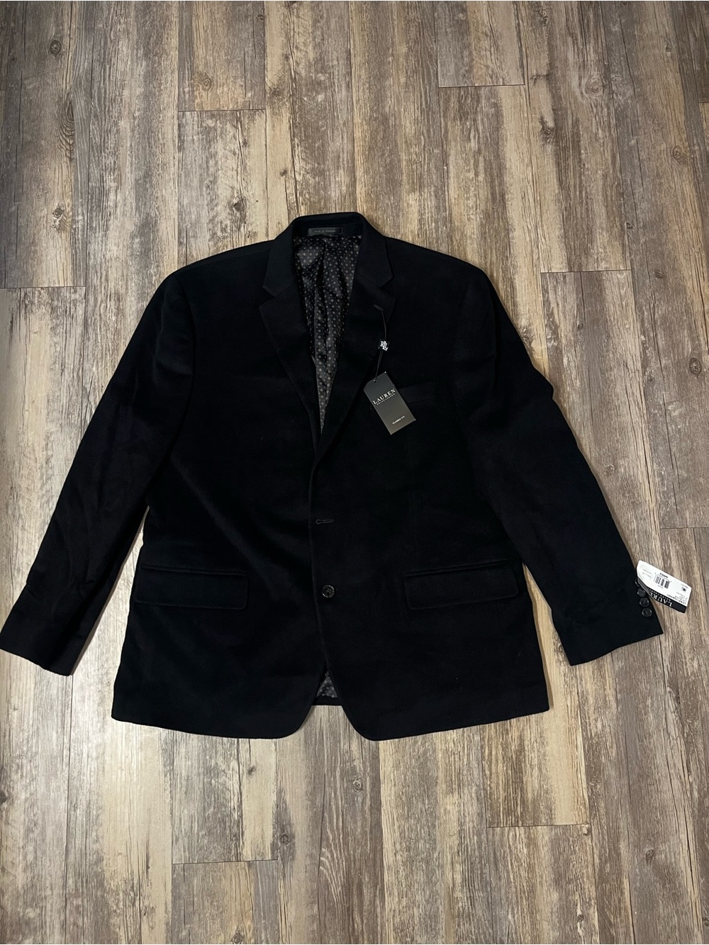 NWT Lauren Ralph Lauren Lacrosse Blazer Wool Cashmere Silk 46R Black